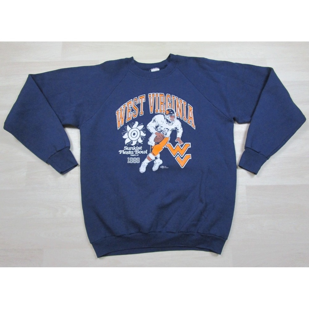 Vintage 1989 West Virginia Mountaineers Crewneck Sweatshirt (XL) Fiesta Bowl 80s
